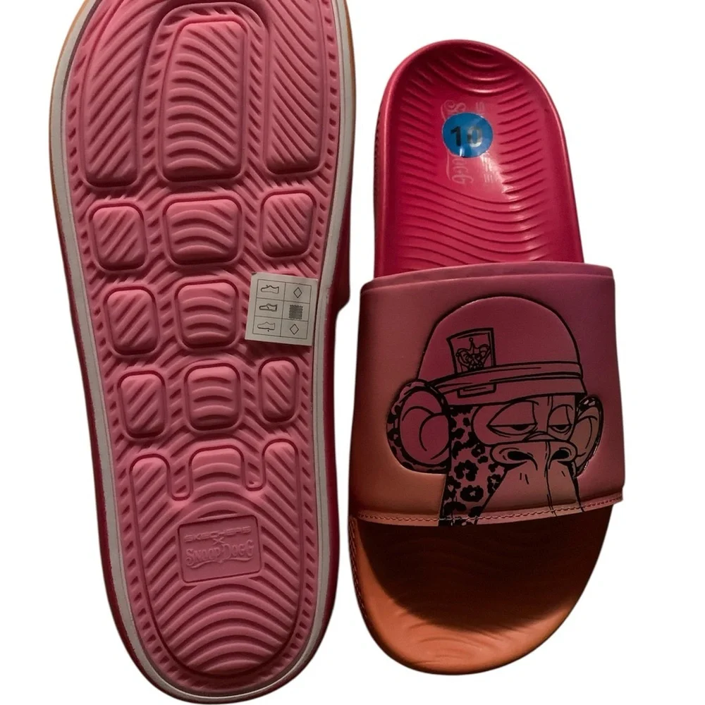 Skechers Snoop Dog Bombay Ape Bombay Pop Slides - Sz. 10, Pink/Orange